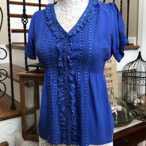 Copper key size S blue lace detail top